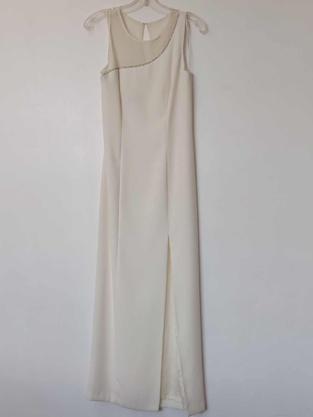 Faviana Ivory Maxi Dress with Beaded Accent